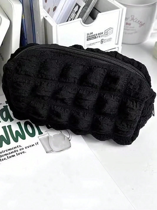 1 Stück Cremefarbenes Federmäppchen Aus Blasenstoff, Einfache Federtasche, Geeignet Für Studenten, Schreibwaren, Kosmetik-aufbewahrungstasche