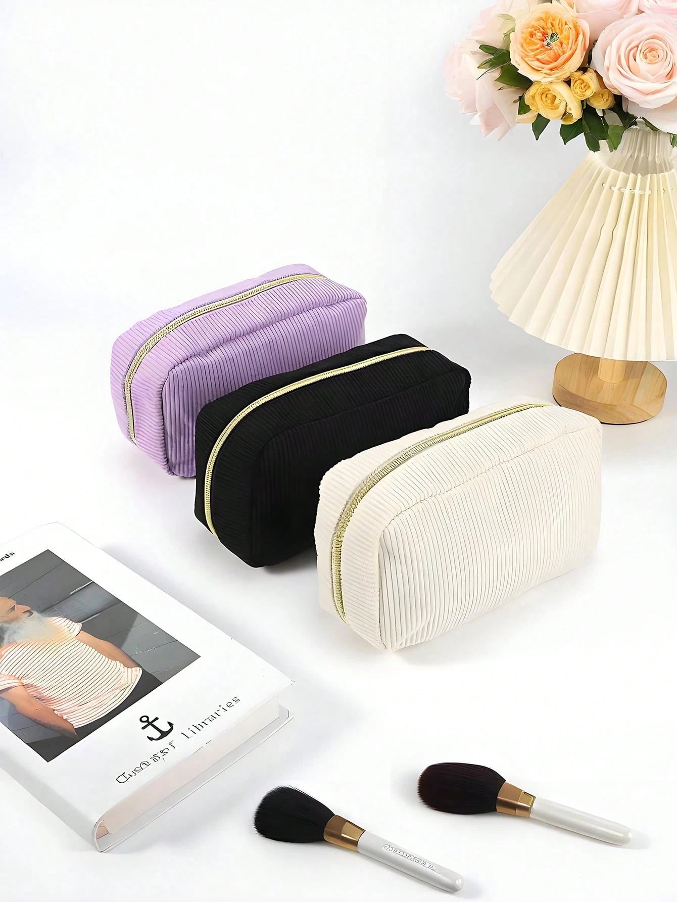 1 Stück, Damen Kosmetiktasche, Cord Kosmetiktasche, Aufbewahrungstasche mit schönem Design Kosmetiktasche, Mädchen Stiftetasche, süße und modische Kosmetiktasche, geeignet für Reisen, Rückkehr zur Schule Cord Kosmetiktasche