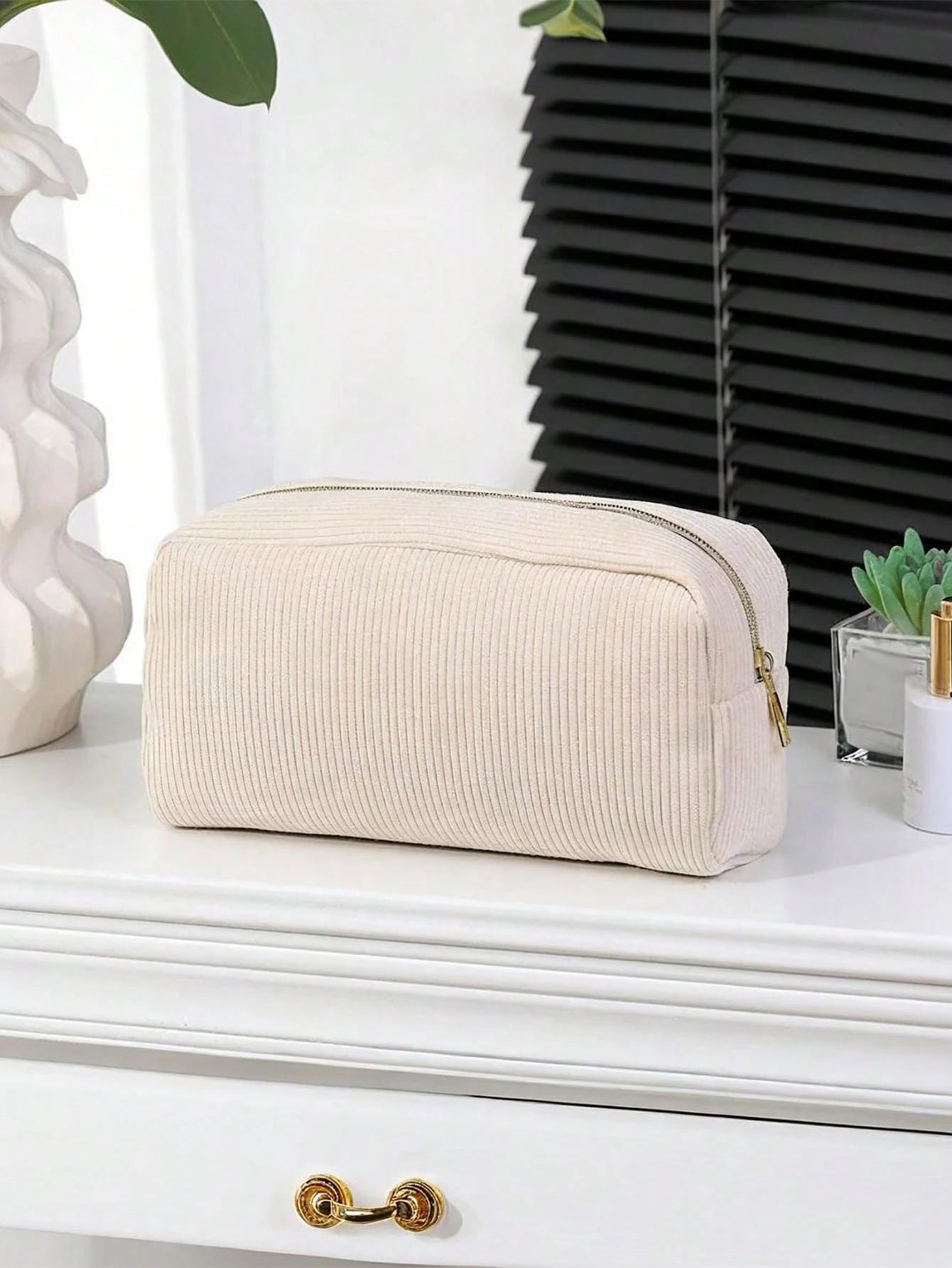 1 Stück, Damen Kosmetiktasche, Cord Kosmetiktasche, Aufbewahrungstasche mit schönem Design Kosmetiktasche, Mädchen Stiftetasche, süße und modische Kosmetiktasche, geeignet für Reisen, Rückkehr zur Schule Cord Kosmetiktasche