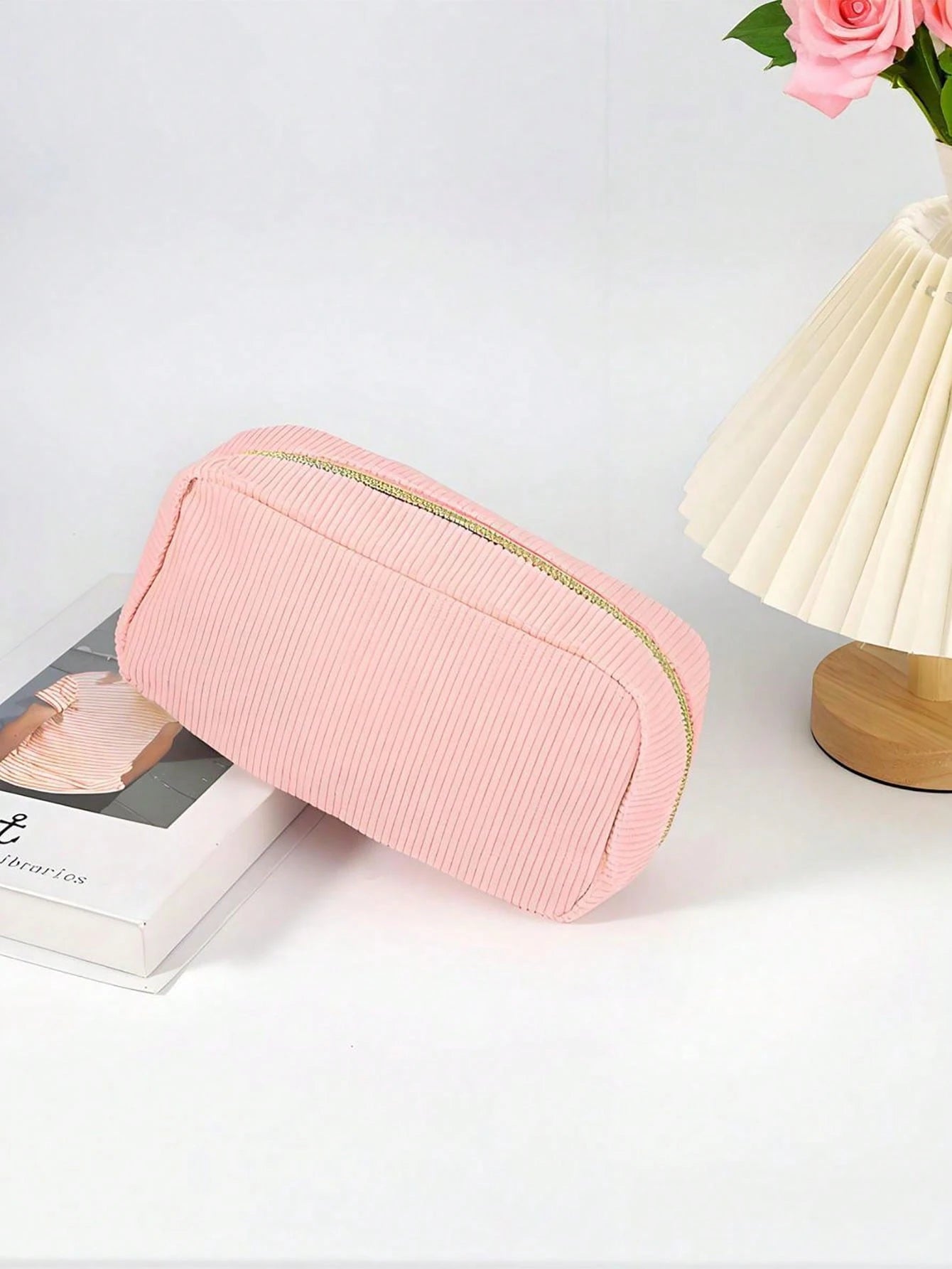 1 Stück, Damen Kosmetiktasche, Cord Kosmetiktasche, Aufbewahrungstasche mit schönem Design Kosmetiktasche, Mädchen Stiftetasche, süße und modische Kosmetiktasche, geeignet für Reisen, Rückkehr zur Schule Cord Kosmetiktasche