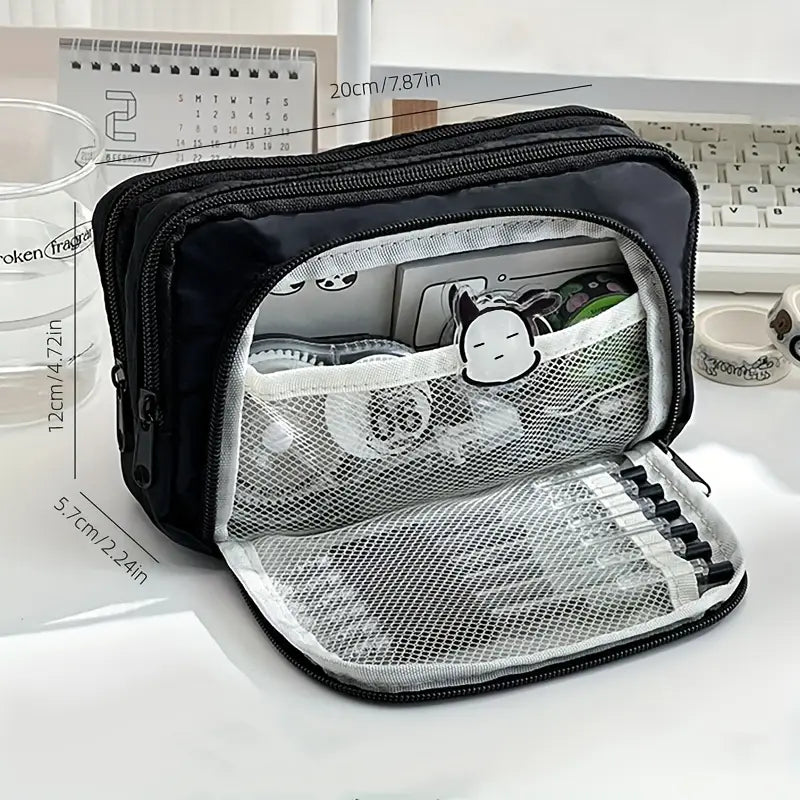 1 Stk. Federmäppchen, Federtasche, großes Fassungsvermögen, Etui für Bleistifte, Schreibwarenetui, Kosmetik, praktische Geschenke, geeignet für Büro, Schule (Grün)