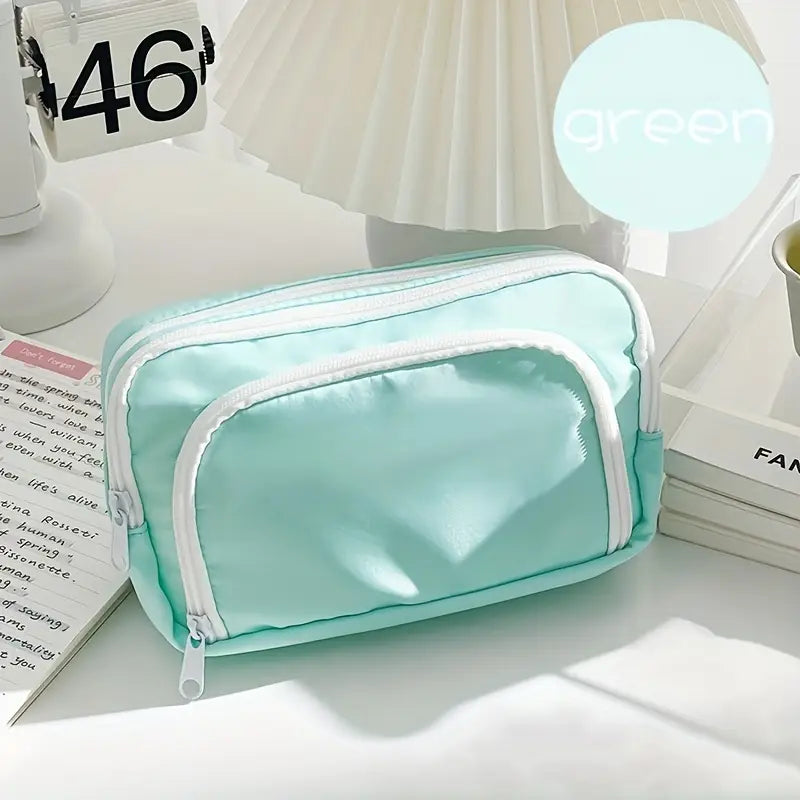 1 Stk. Federmäppchen, Federtasche, großes Fassungsvermögen, Etui für Bleistifte, Schreibwarenetui, Kosmetik, praktische Geschenke, geeignet für Büro, Schule (Grün)