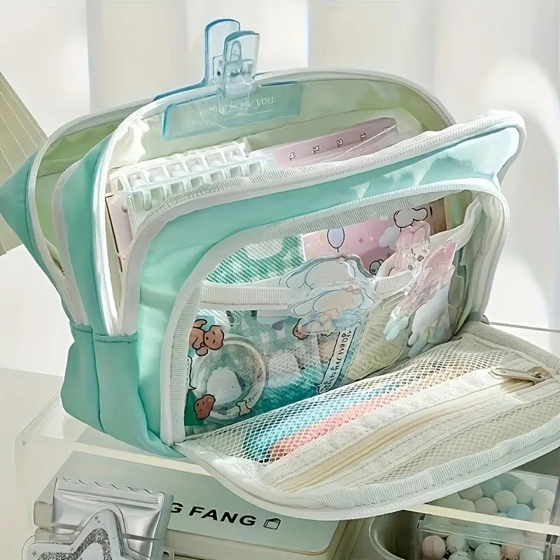1 Stk. Federmäppchen, Federtasche, großes Fassungsvermögen, Etui für Bleistifte, Schreibwarenetui, Kosmetik, praktische Geschenke, geeignet für Büro, Schule (Grün)