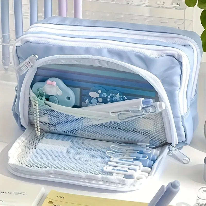 1 Stk. Federmäppchen, Federtasche, großes Fassungsvermögen, Etui für Bleistifte, Schreibwarenetui, Kosmetik, praktische Geschenke, geeignet für Büro, Schule (Grün)